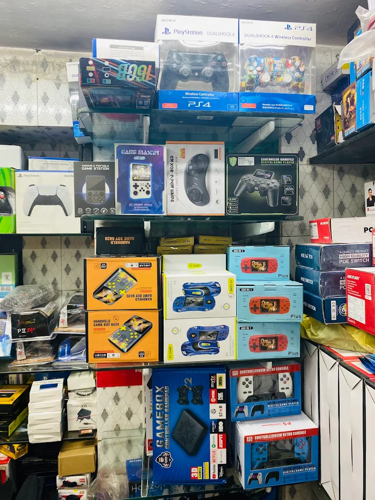Retro handheld consoles display at BH Video Game Store, Ahmedabad